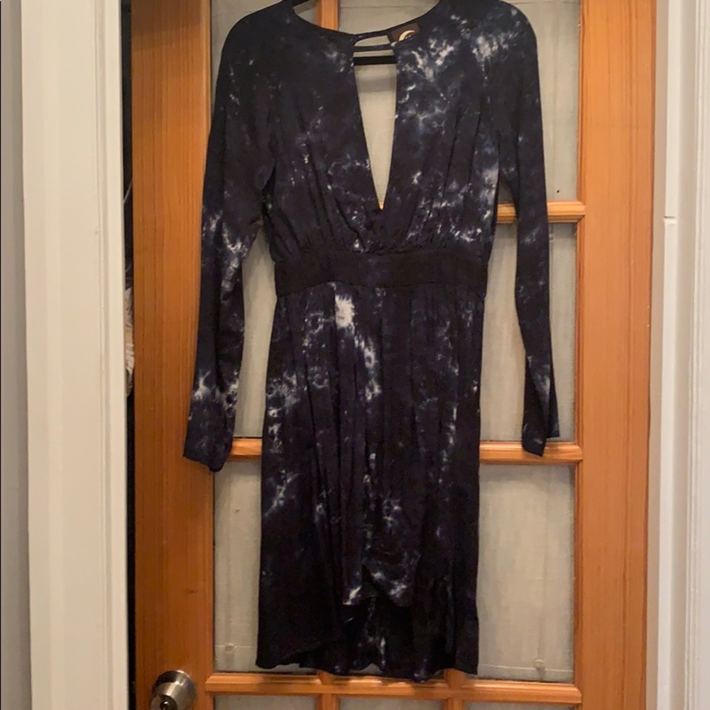 Navy dress with white accents and a key hole back
